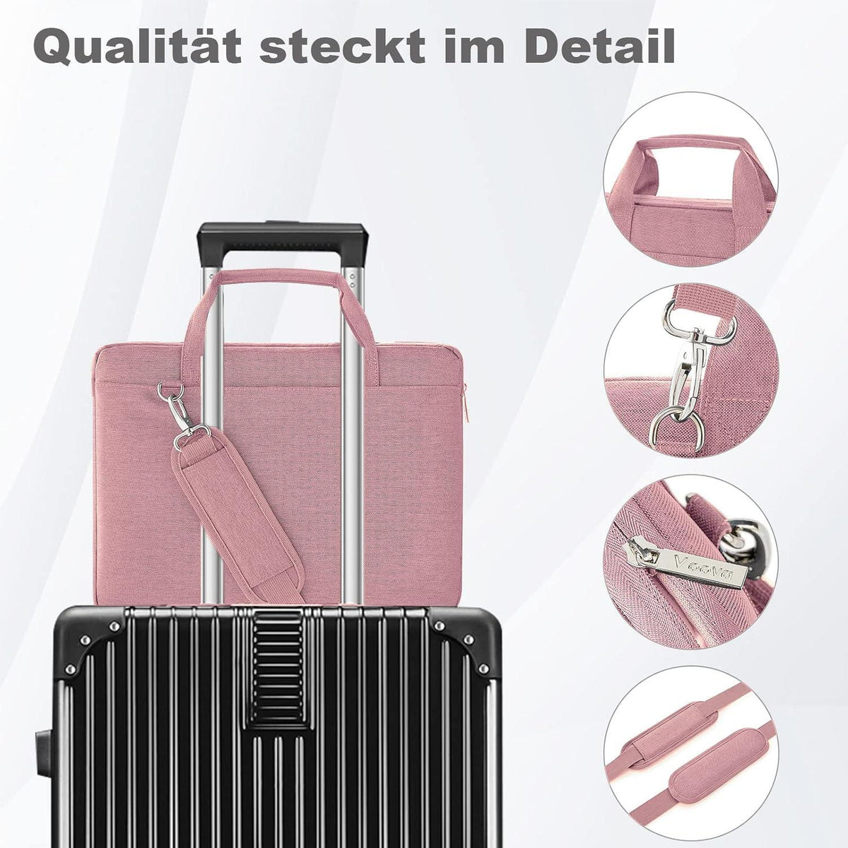 Laptoptasche 17-17,3 Zoll Wasserdicht Stoßfest Umhängetasche Pink