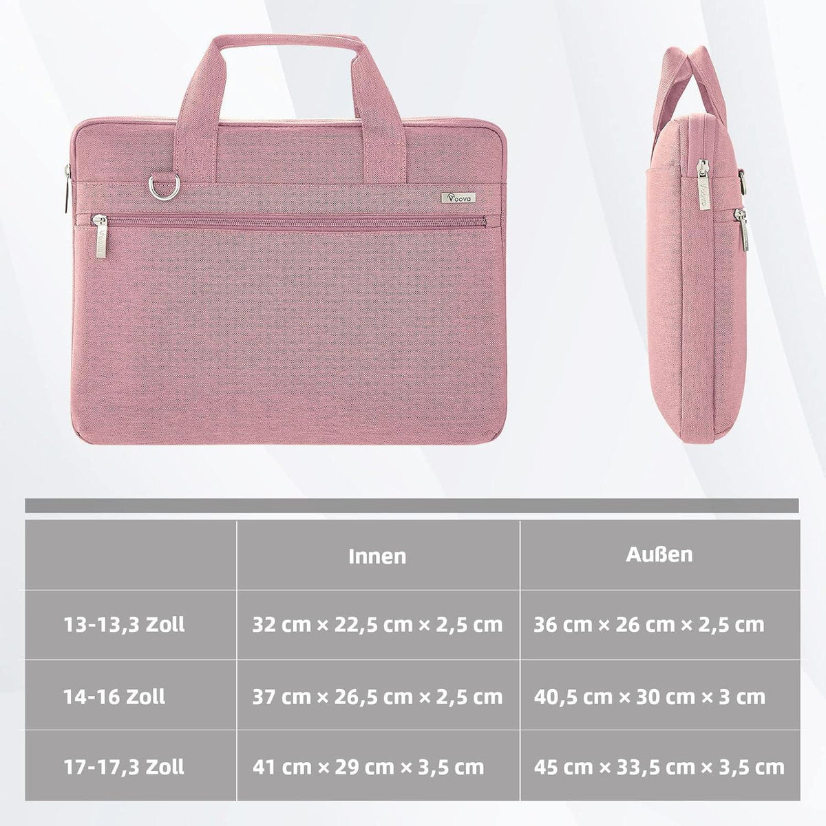 Voova Laptoptasche 360°Schutz 15-16 Zoll Wasserdicht Pink