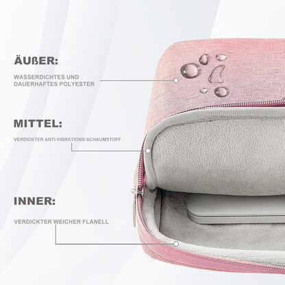 Voova Laptoptasche 360°Schutz 15,6 Zoll Wasserdicht Stoßfest Umhängetasche Rose