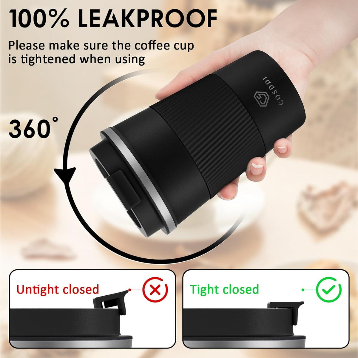 Thermobecher Edelstahl Travel Mug Vakuum auslaufsicher Reisebecher