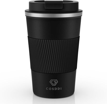 CS COSDDI Thermobecher Edelstahl Travel Mug 380ml Vakuum auslaufsicher Autobecher doppelwandig isoliert