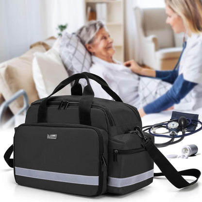 Krankenschwestertasche mit Schulterriemen – Schwarz, Große Kapazität