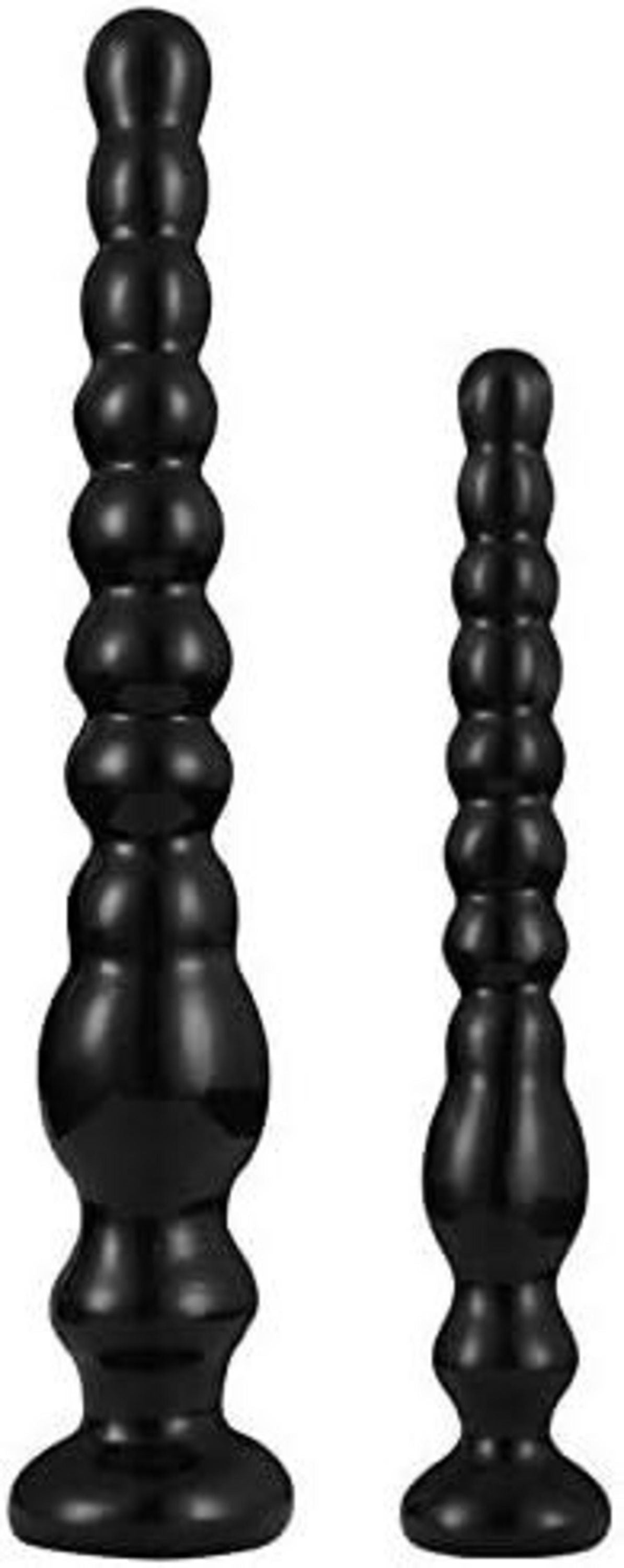 Analdildo mit Intervall- und Spiralperlen Analkugeln Schwarz 33 cm