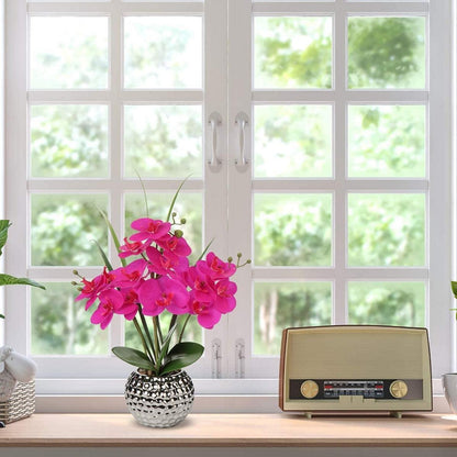 Kunstblumen Orchidee Phalaenopsis Lila Deko 49cm Keramiktopf