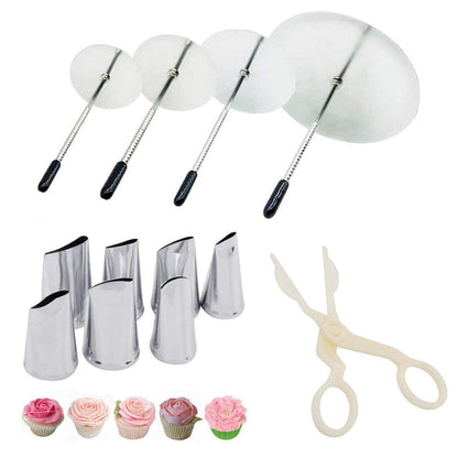 Kuchen Dekoration Set: 7 Spritztüllen & Blumenwerkzeug