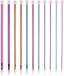 Tunesische Häkelnadeln Set Aluminium Stricknadeln 2,0-8,0 mm