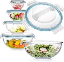 5-teiliges Glasrührschüssel-Set mit Deckeln, BPA-frei