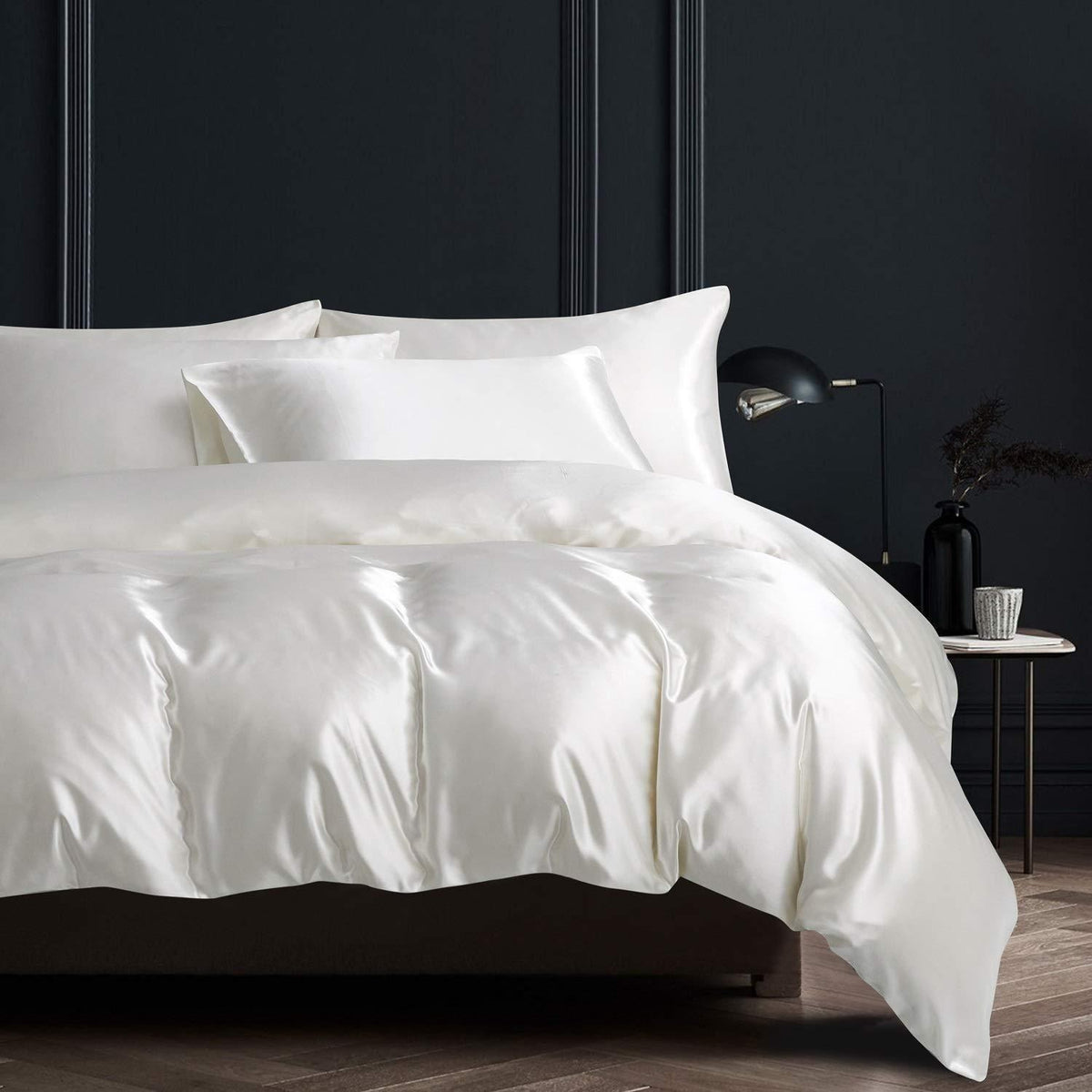 Satin Bettwäsche Set Weiß 220x240cm + 2x 80x80cm