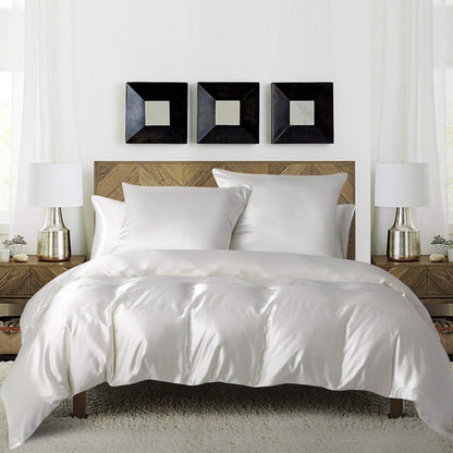 Satin Bettwäsche Set Weiß 135x200cm - 4-teilig