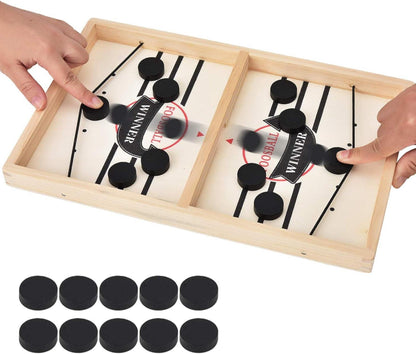 Holz Hockey Brettspiel Sling Puck Match Interaktionsspiel 2in1Katapult