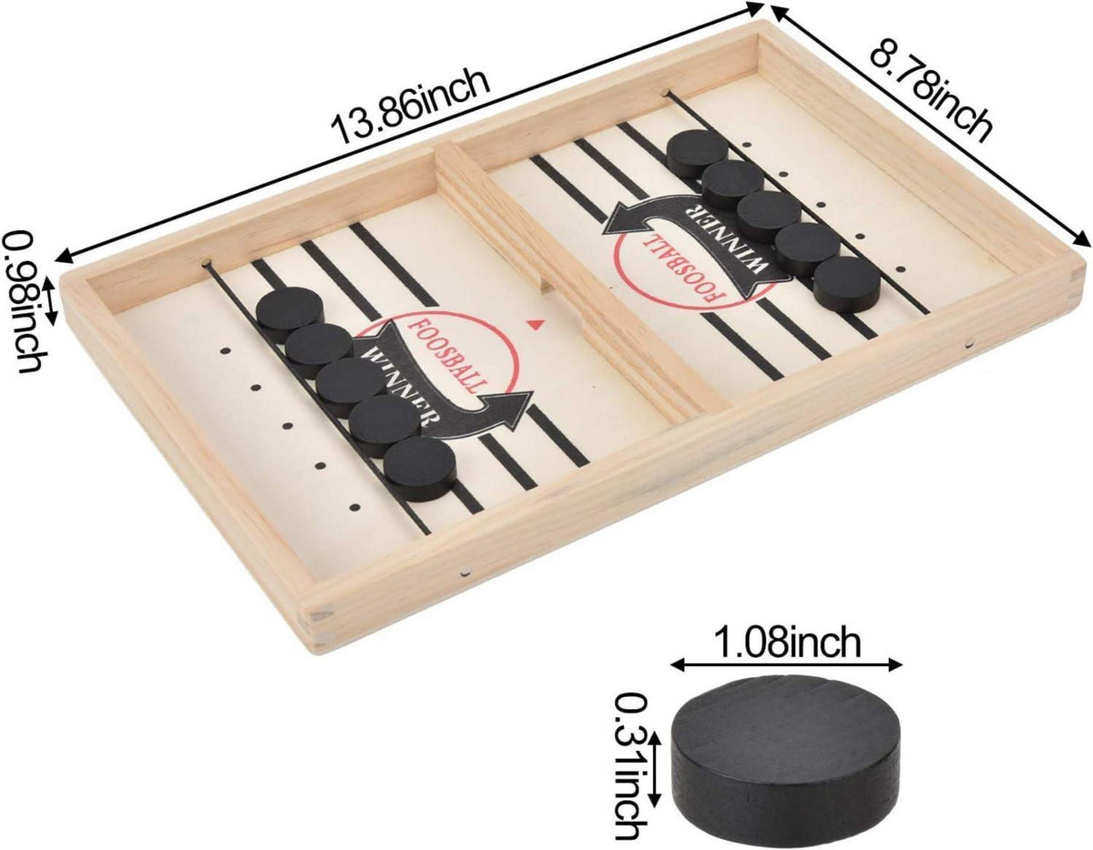 Holz Hockey Brettspiel 2in1 Katapult Partyspiele Schwarz
