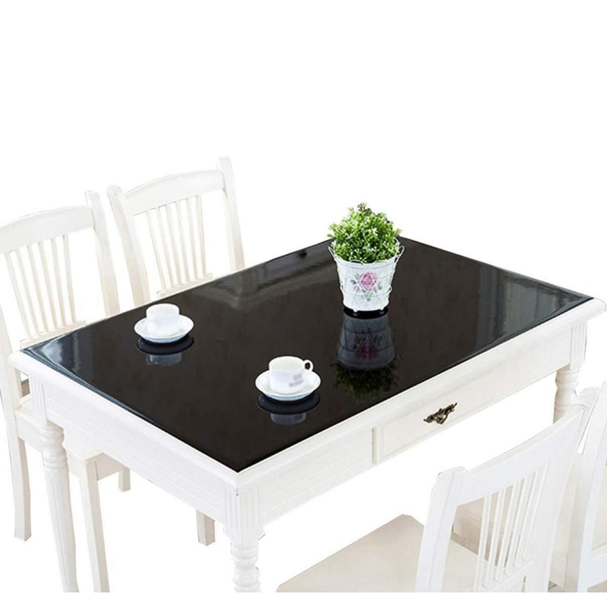 PVC Tischdecke wasserdicht 90x200cm Schwarz