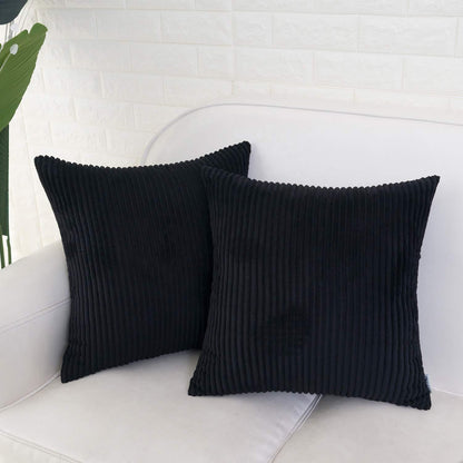 Cord Kissenbezug Schwarz 40x40 cm - 2er Set