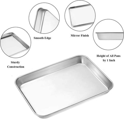 Edelstahl Backblech Set 2er-Pack, Gesund & langlebig, 25.4 x 20.3 x