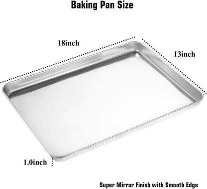 Wildone 2er Set Edelstahl Ofenblech Kuchenblech 44 x 31 cm