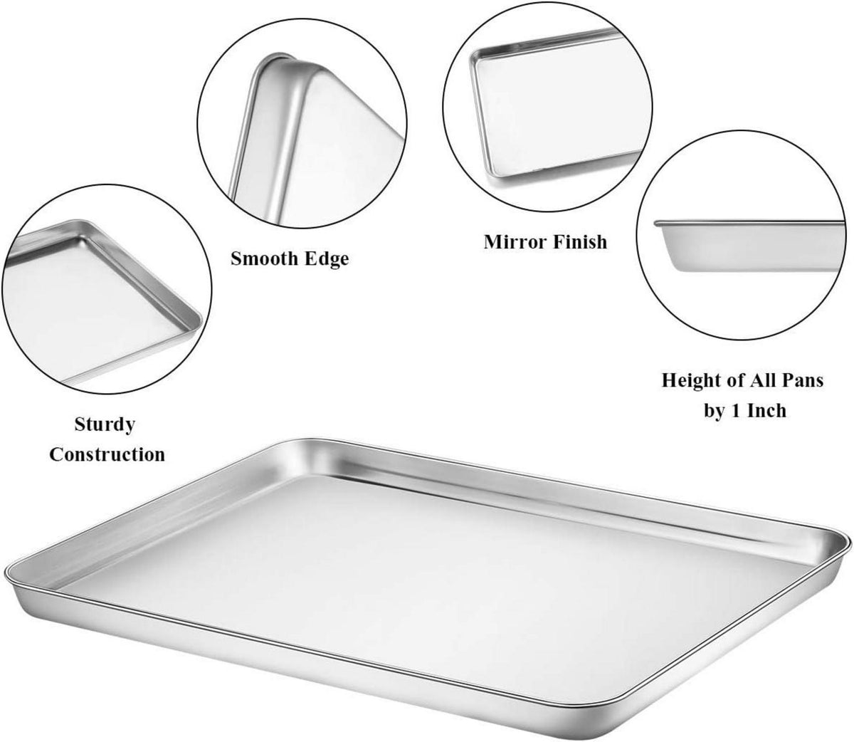 Wildone Baking Sheet Set of 2 Edelstahl Ofenblech Kuchenblech