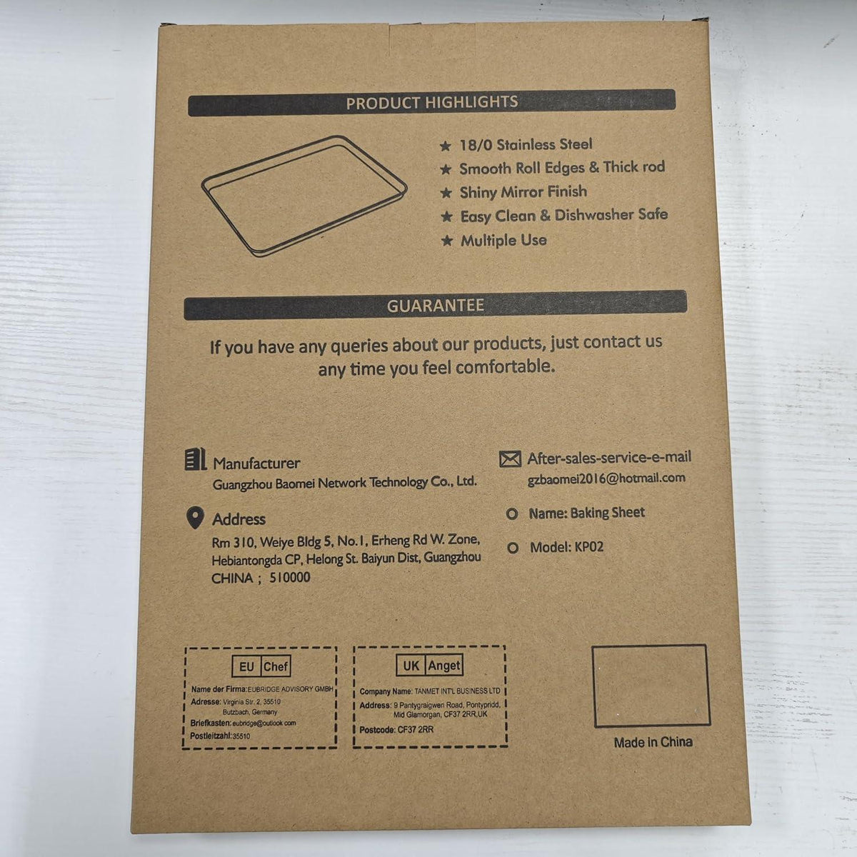 Edelstahl Ofenblech Set of 2 44 x 31 x 2 cm Spülmaschinenfest Wildone Baking Sheet