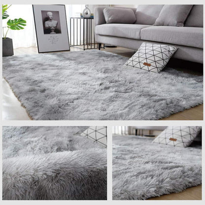 Hochflor Teppich Wohnzimmer Schlafzimmer Langflor Flauschig 160x230cm Grau