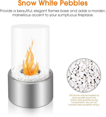 Bio Ethanol Kamin Tischfeuer Silber 16.5x16.5x27.5cm