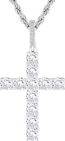 Zirkonia Kreuz Anhänger 14K Gold/Weißgold plattiert 2.5mm 56cm