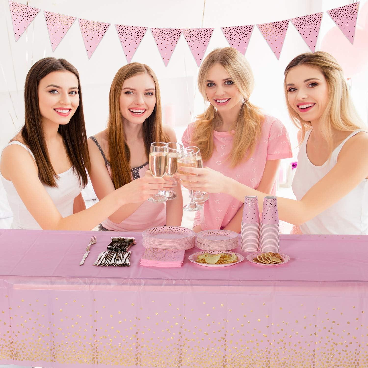 2 Stück Pink Gold Party Tischdecke Rechteck Tisch 137x274cm