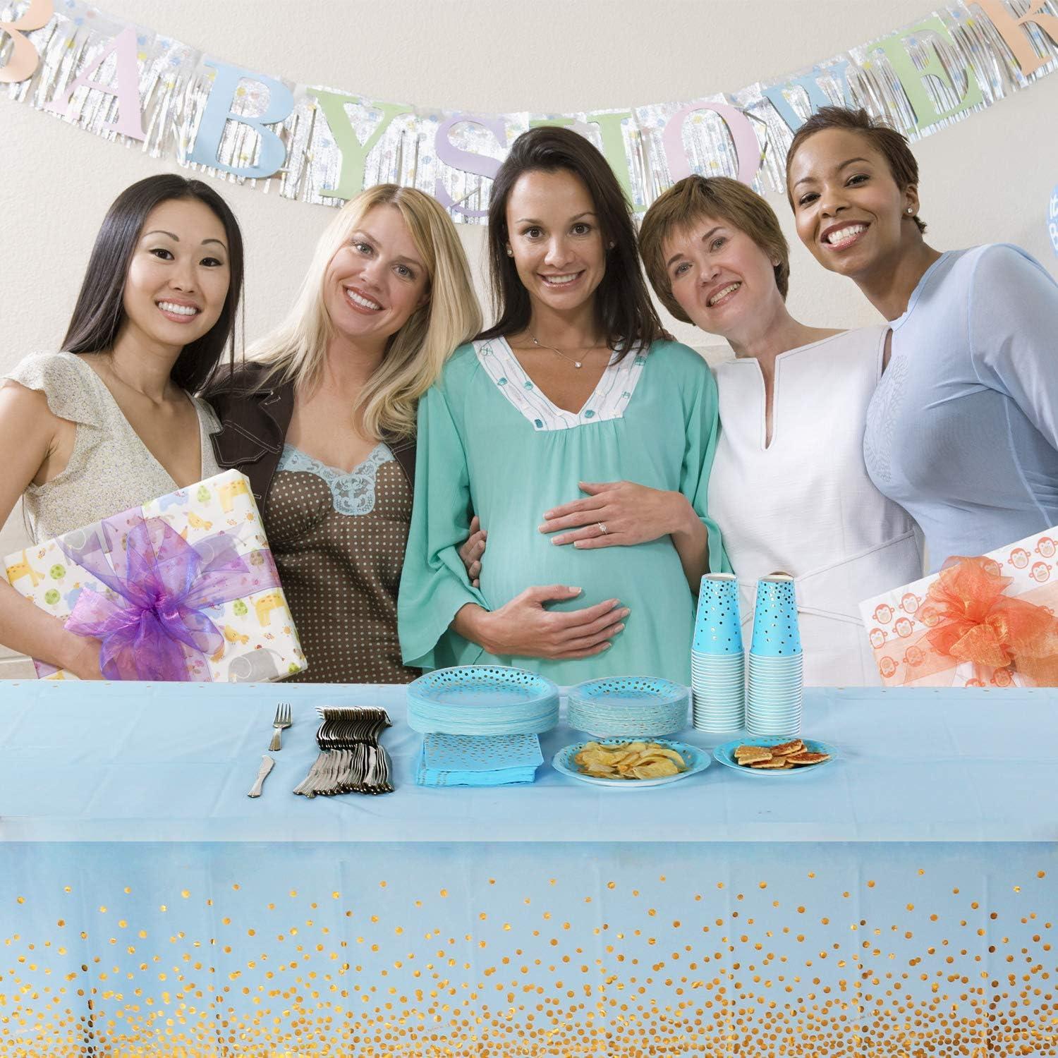 Party Tischdecke Blau Gold 137cm x 274cm 2 Stück Baby Shower