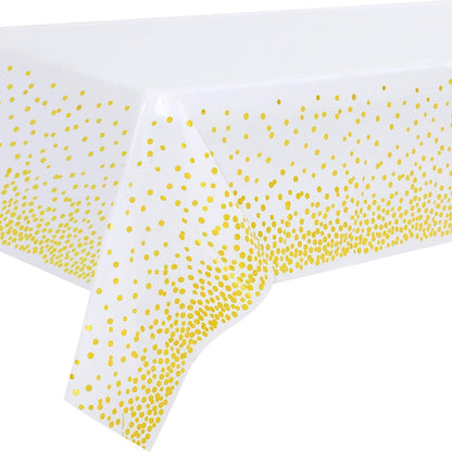 2er Set Weiß Gold Party Tischdecke Rechteck Tisch 137x274cm