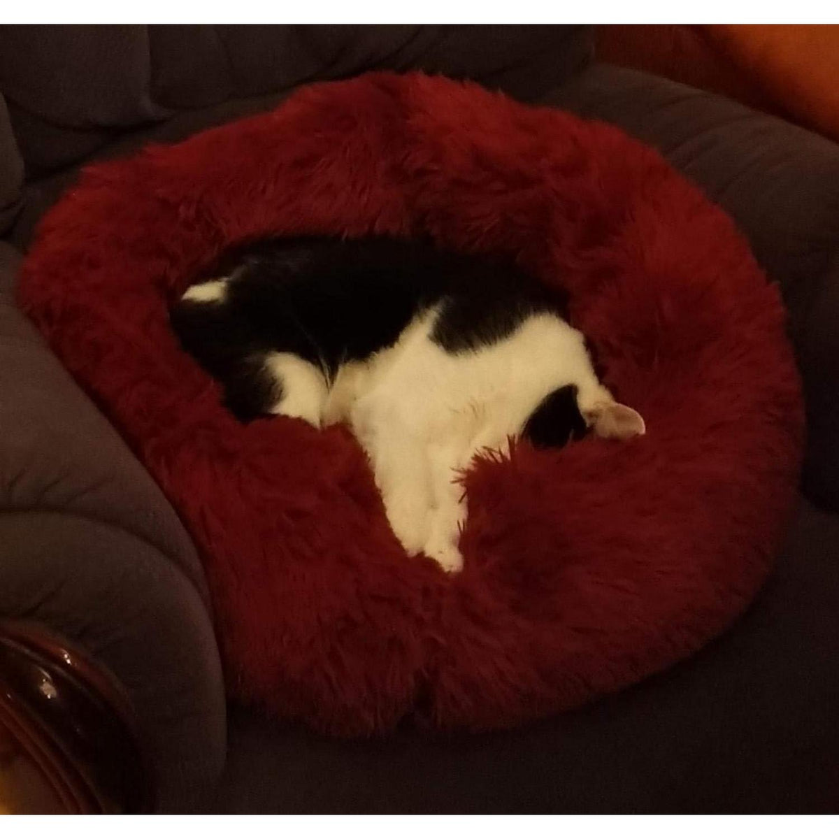 Flauschiges Hundebett Rund – Rotwein, Ø 120cm