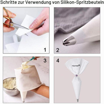 Wiederverwendbare Spritzbeutel Set – 4 Größen für Kuchen & Torten