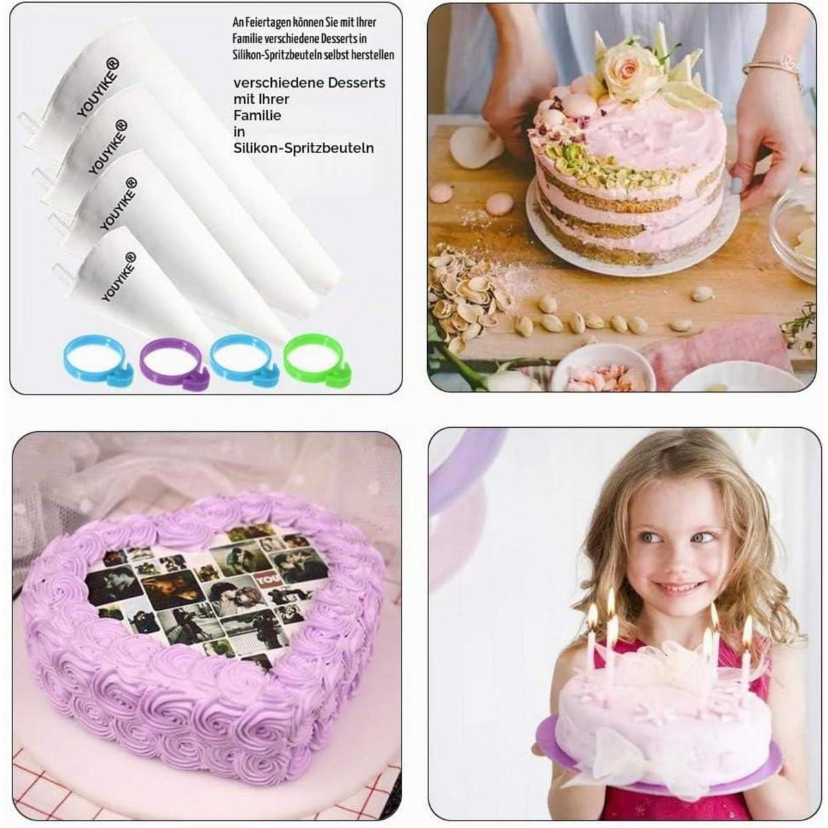Wiederverwendbare Spritzbeutel Set – 4 Größen für Kuchen & Torten