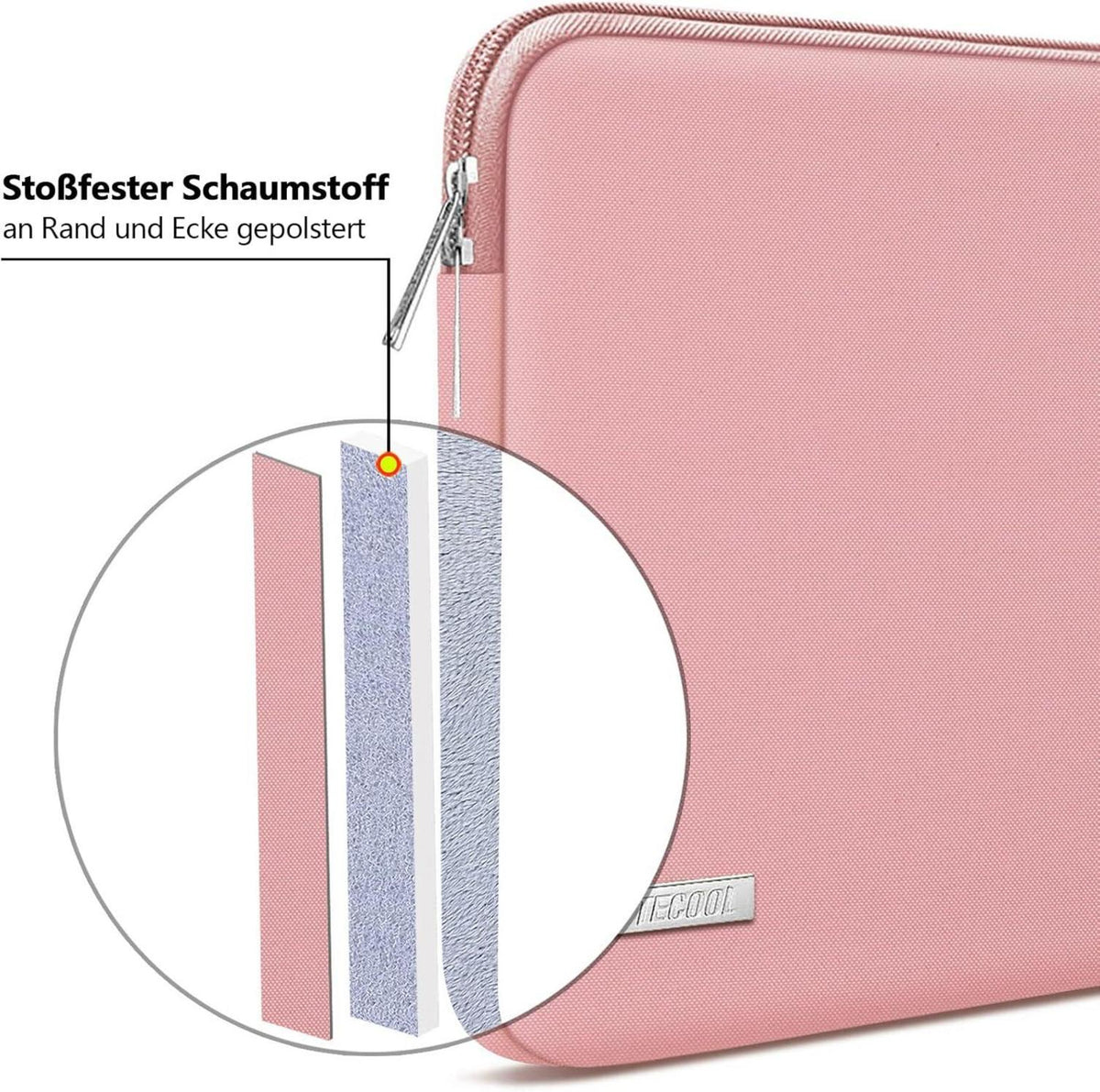 TECOOL 14 Zoll Laptoptasche Hülle für MacBook Air 15 M3/A3114 M2/A2941 2024-2023, Rosa