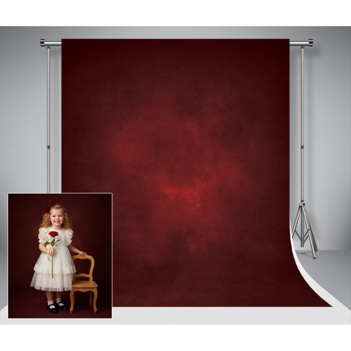 Fotohintergrund 3x6m Farbverlauf Rot Schwarz Samt Textur