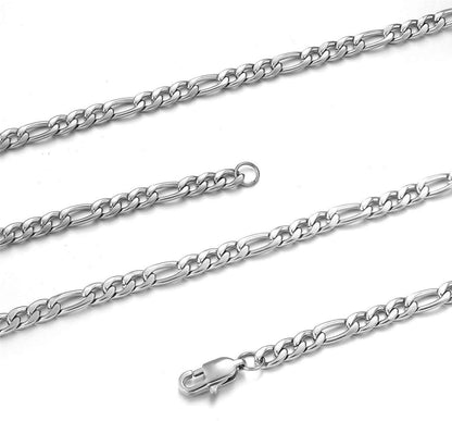 AFSTALR Herren Silber Panzerkette Edelstahl Figaro-Halskette 9mm
