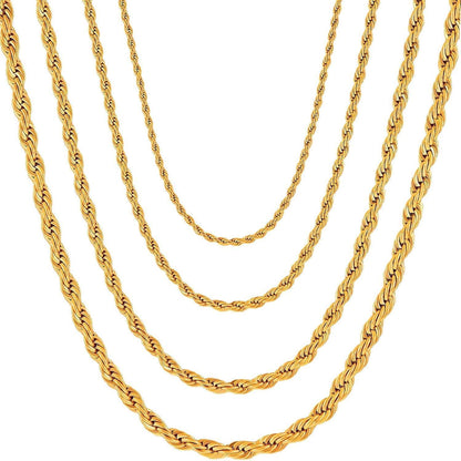 Herren Damen Halskette Edelstahl Verdrehte Kette 2-5mm Gold 45-80cm