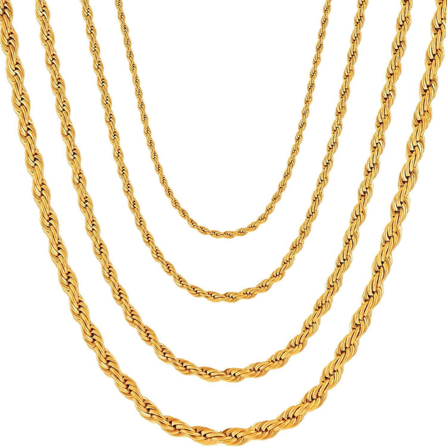 Halskette Edelstahl Seilkette Kette 2-5mm Gold 45-80cm