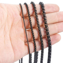 OSTAN Edelstahl Schwarz Box Kette Halskette 2-5 MM 45-80 CM
