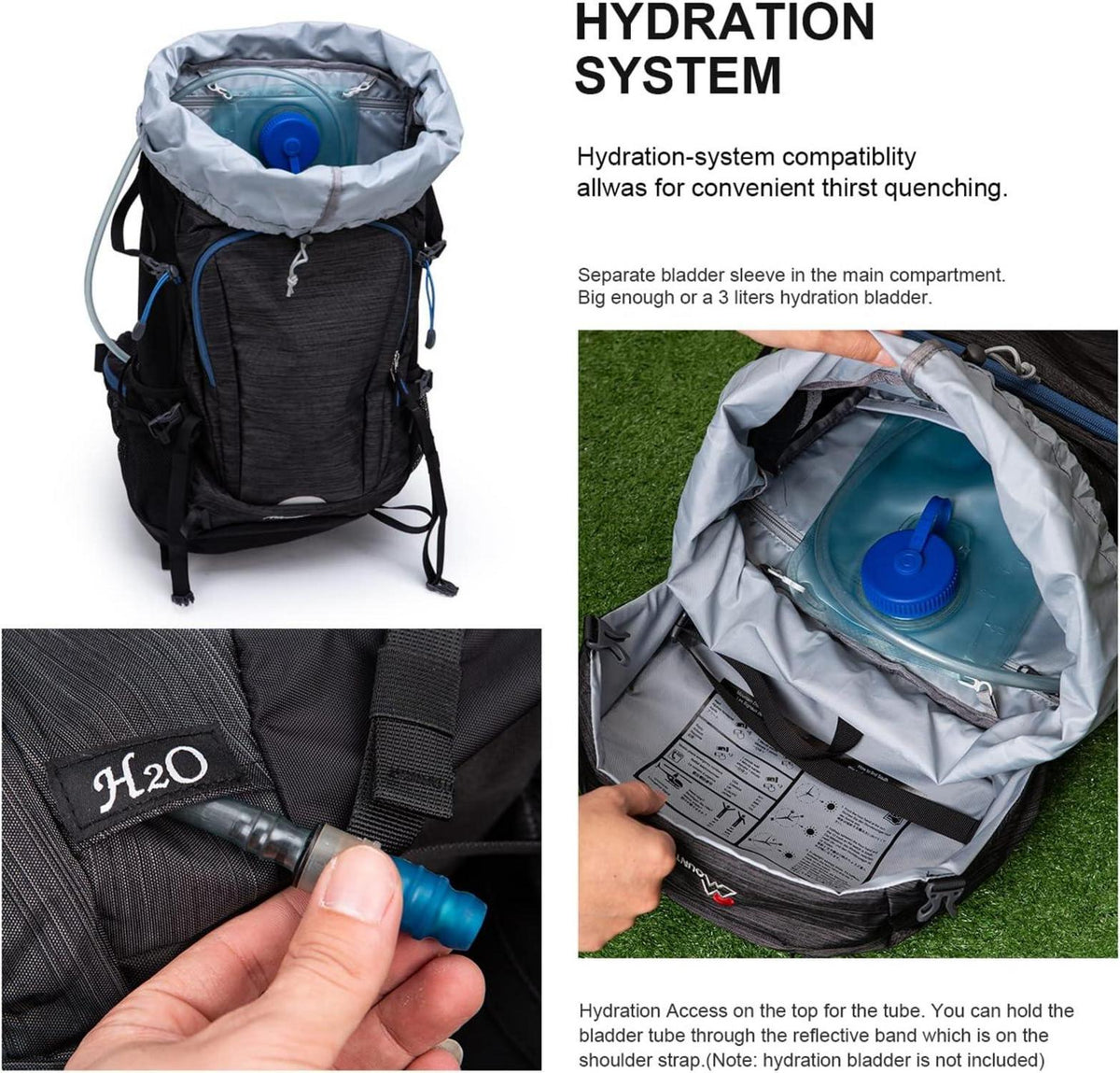 Trekkingrucksack 50L für Outdoor Wandern Camping mit Regenhülle