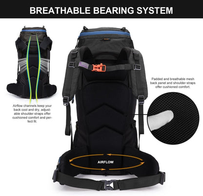 50L Trekkingrucksack Wanderrucksack Herren Damen Outdoor Camping mit Regenhülle