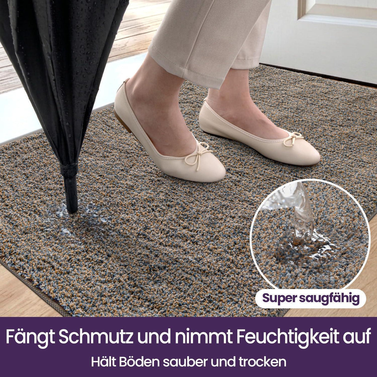 Fußmatte Innen rutschfest Braun-blau 90x150 cm