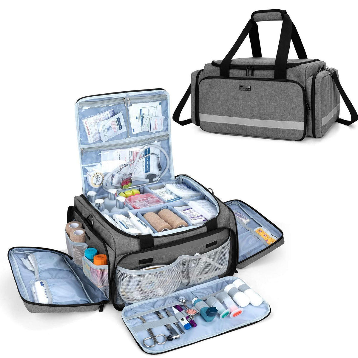 Erste Hilfe Tasche mit Trennwänden & Rutschfestem Boden Grau