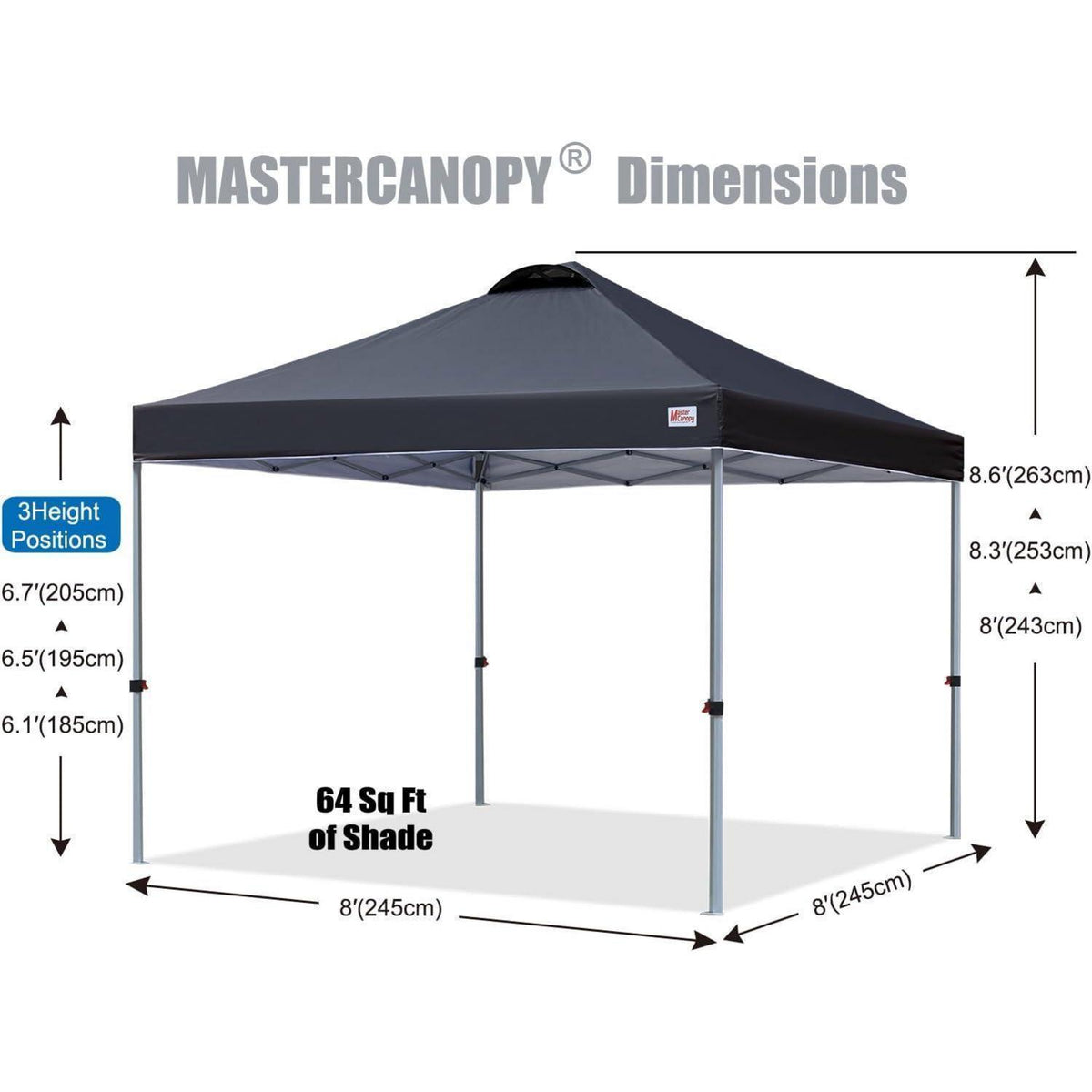 Pop-up Pavillon 2,5x2,5m – Schnellaufbau, Höhenverstellbar & Wasserabweisend
