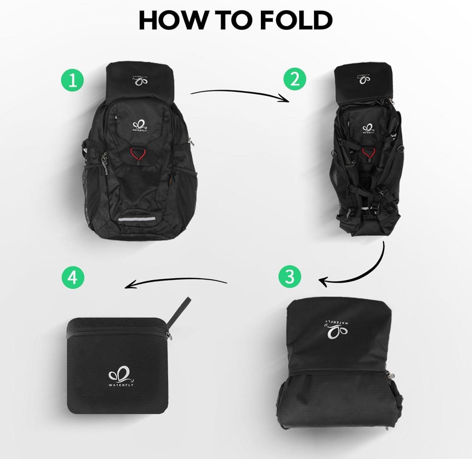 Faltbarer Wanderrucksack 30L mit Nassfach: Leichter Faltrucksack