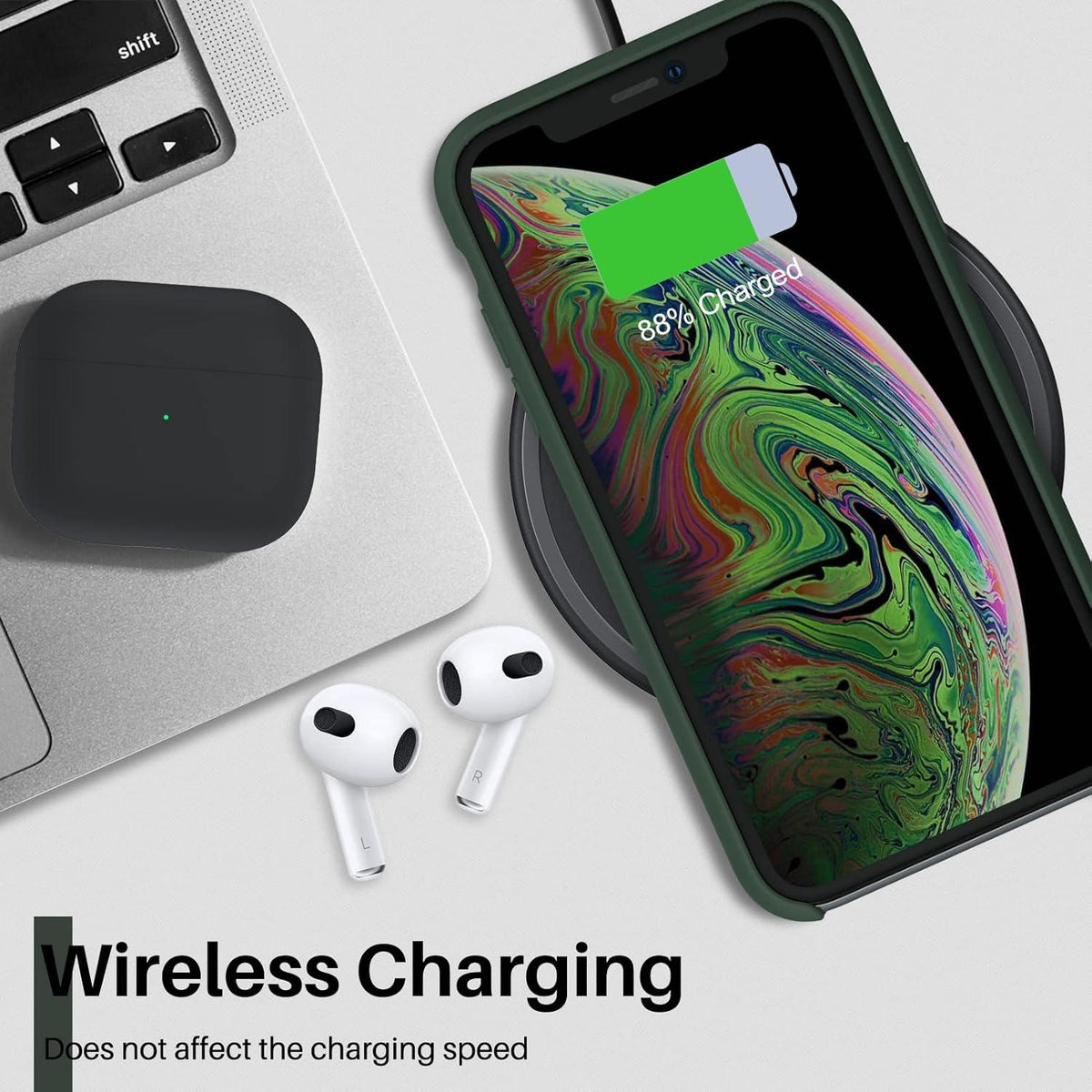iPhone XS/X Silikon Case Dünn Flüssig Handyhülle Schutz Zyperngrün