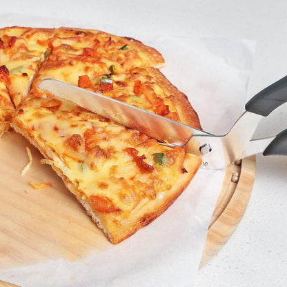 Pizzaschere Edelstahlklinge Lebensmittelqualität Weicher Griff 27CM Schwarz/Rot