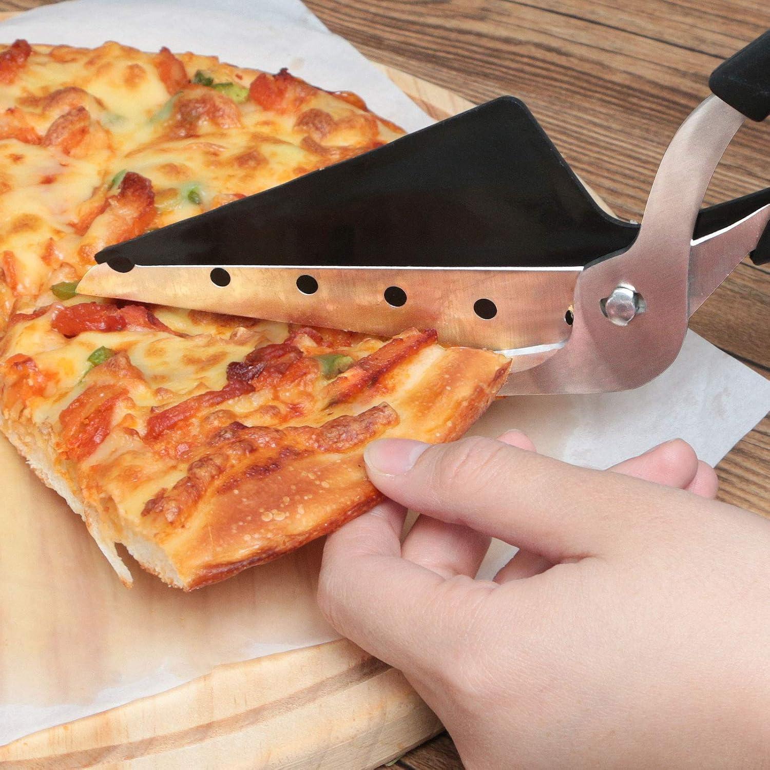 Pizzaschere Edelstahl Griff Multifunktionale Küchenschere 27cm Schwarz Rot