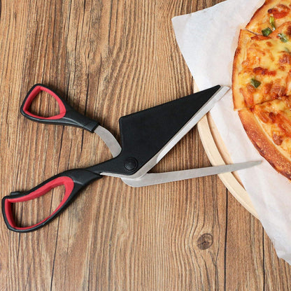 Pizzaschere Edelstahl Griff Multifunktionale Küchenschere 27cm Schwarz Rot