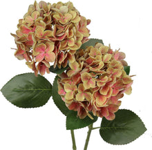 Künstliche Hortensie Blumen Real-Touch 2 Stück Dunkel-Goldenes