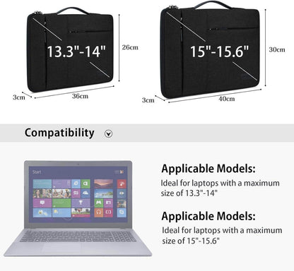 Laptophülle 15,6 Zoll stoßfest wasserdicht Tasche für Laptop - Schwarz