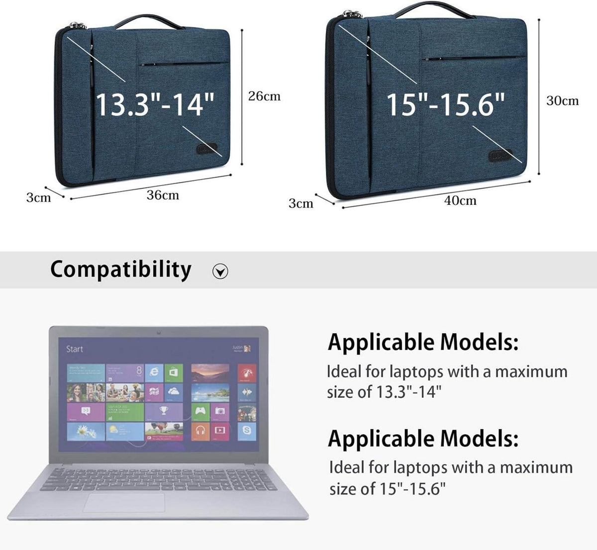 Laptophülle 15,6 Zoll stoßfest wasserdicht schwarz