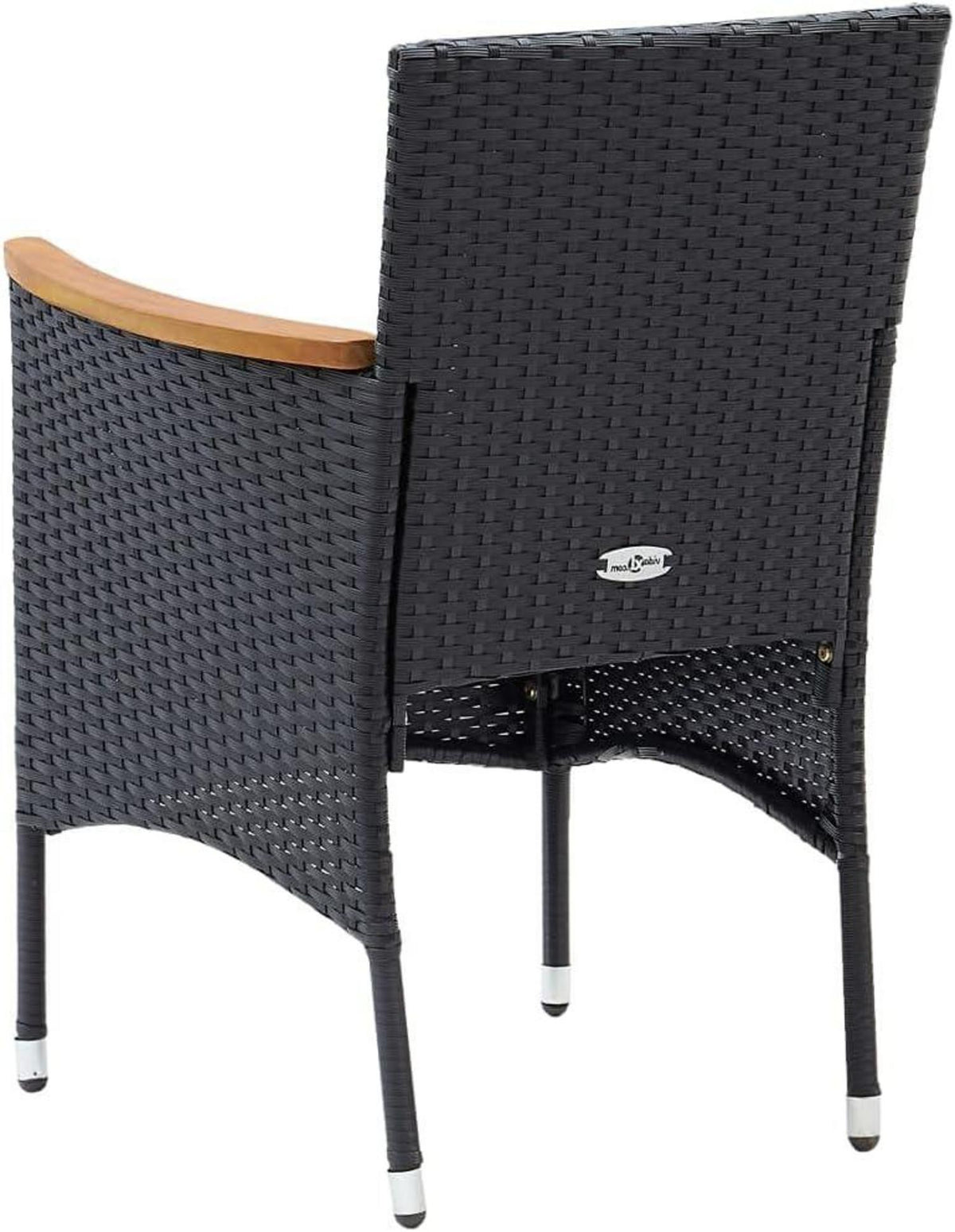 Gartenstuhl-Set Akazie Holz Rattan Schwarz wetterbeständig